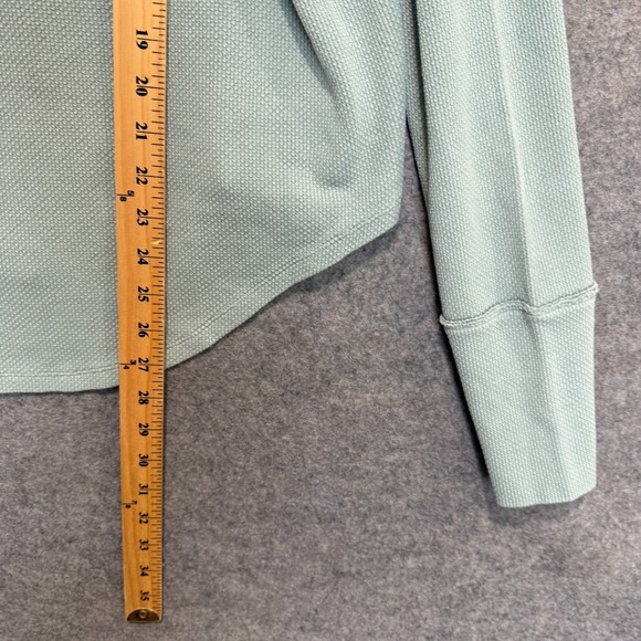 Free People We The Free Anakin Thermal Waffle Henley Top Large V Neck Knit Blue - Picture 8 of 13